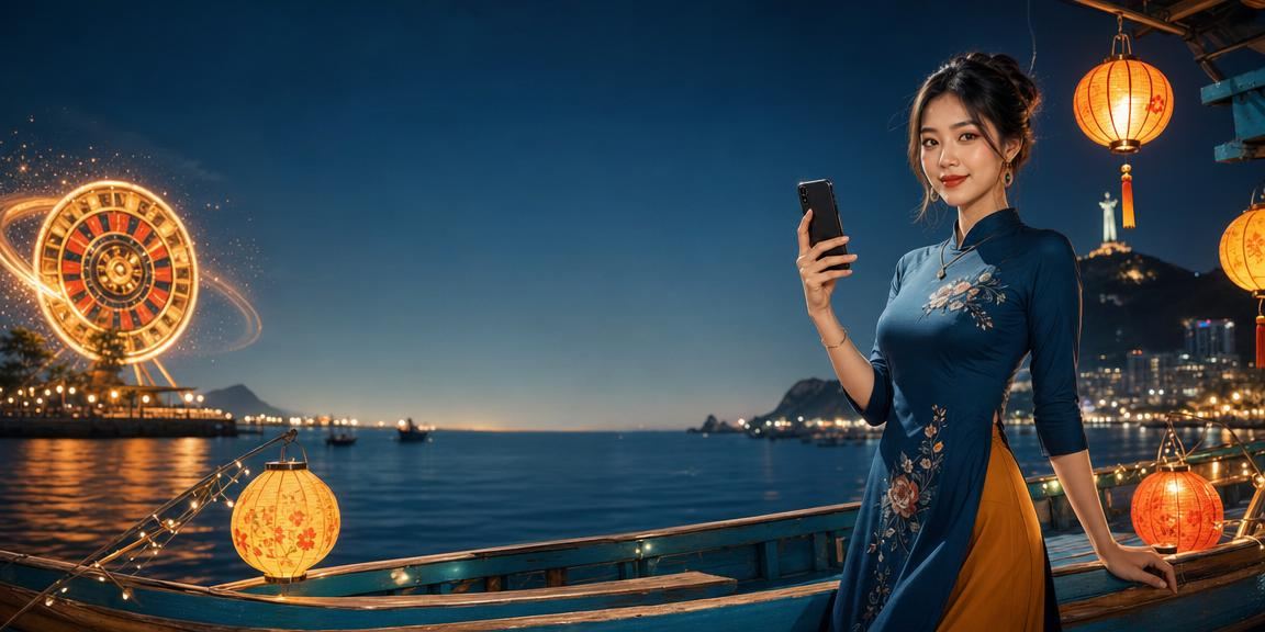 Cảnh chơi Roulette dưới ánh đèn lồng Hội An về đêm với không khí lễ hội